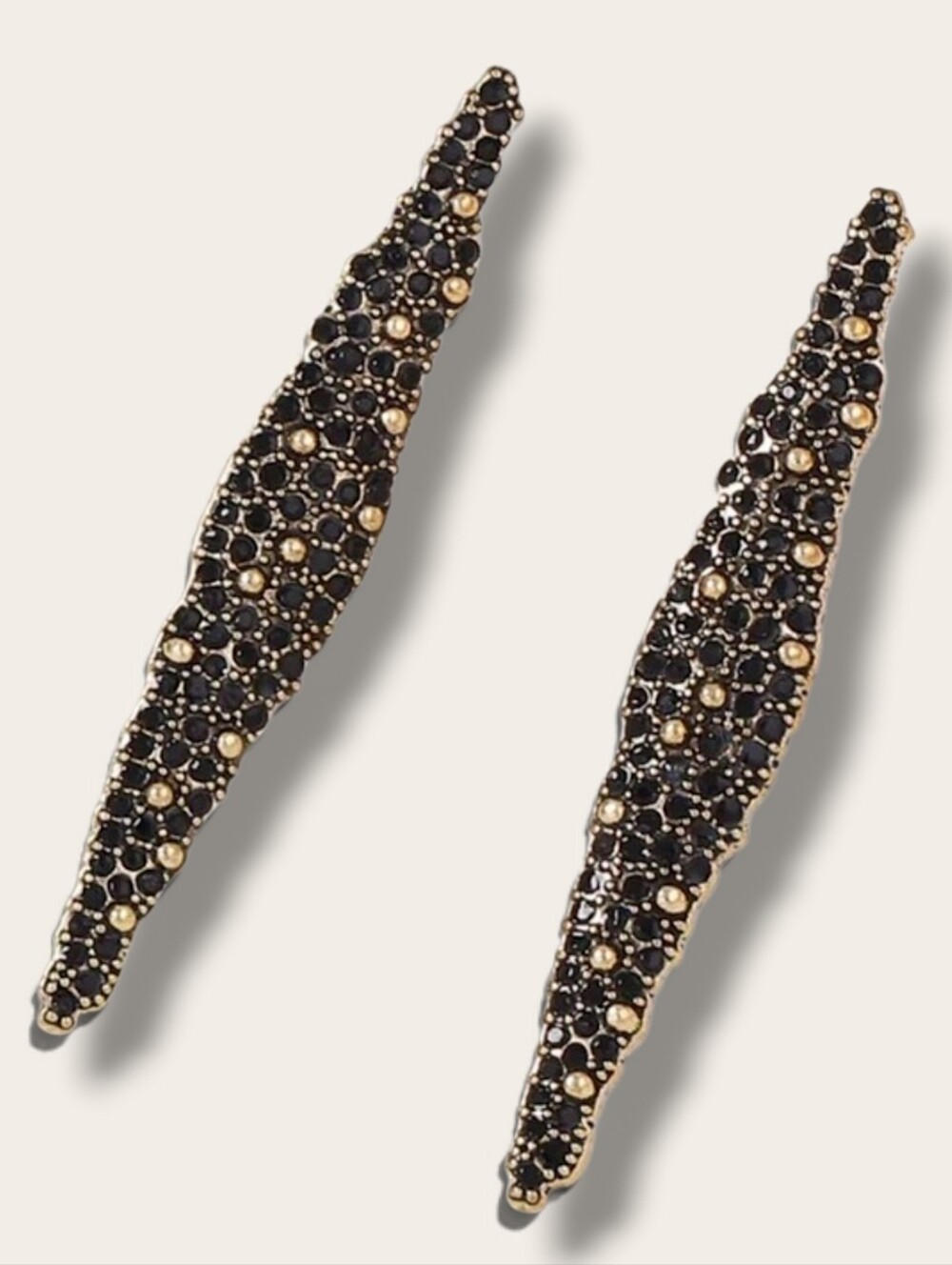 Geometric linear rhinestone stud earrings; NWOT